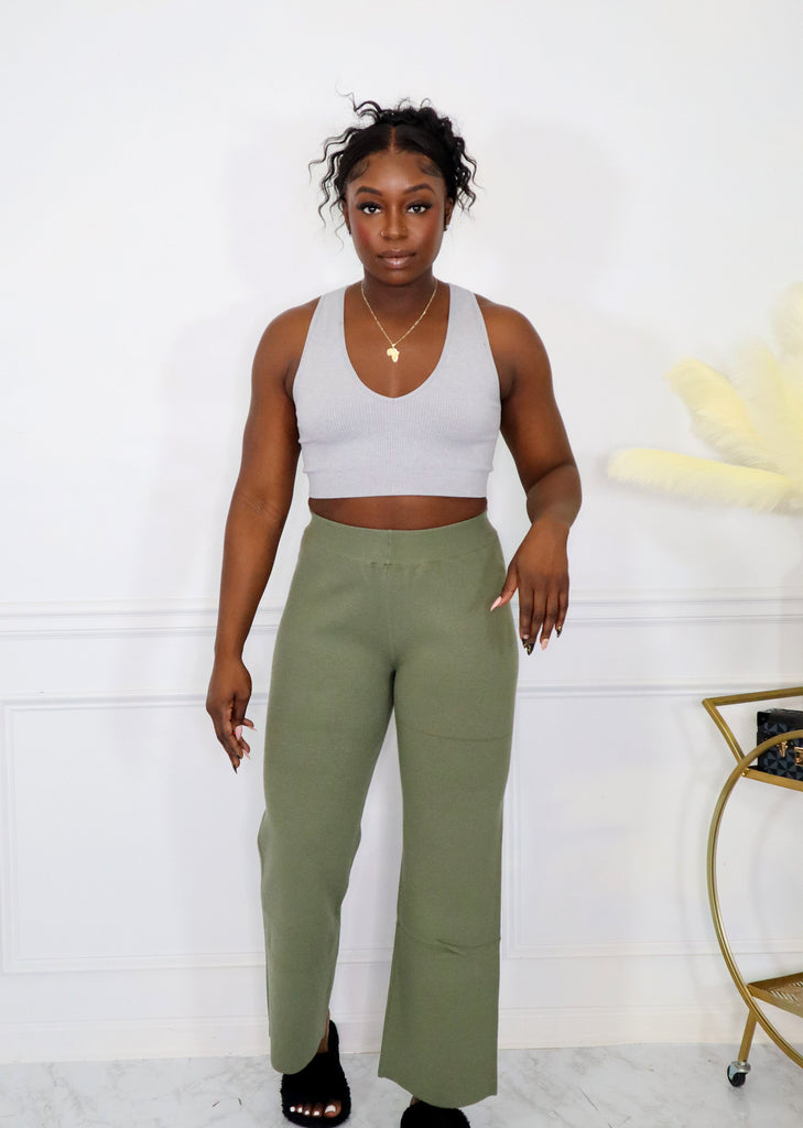 green ankle length lounge pants 